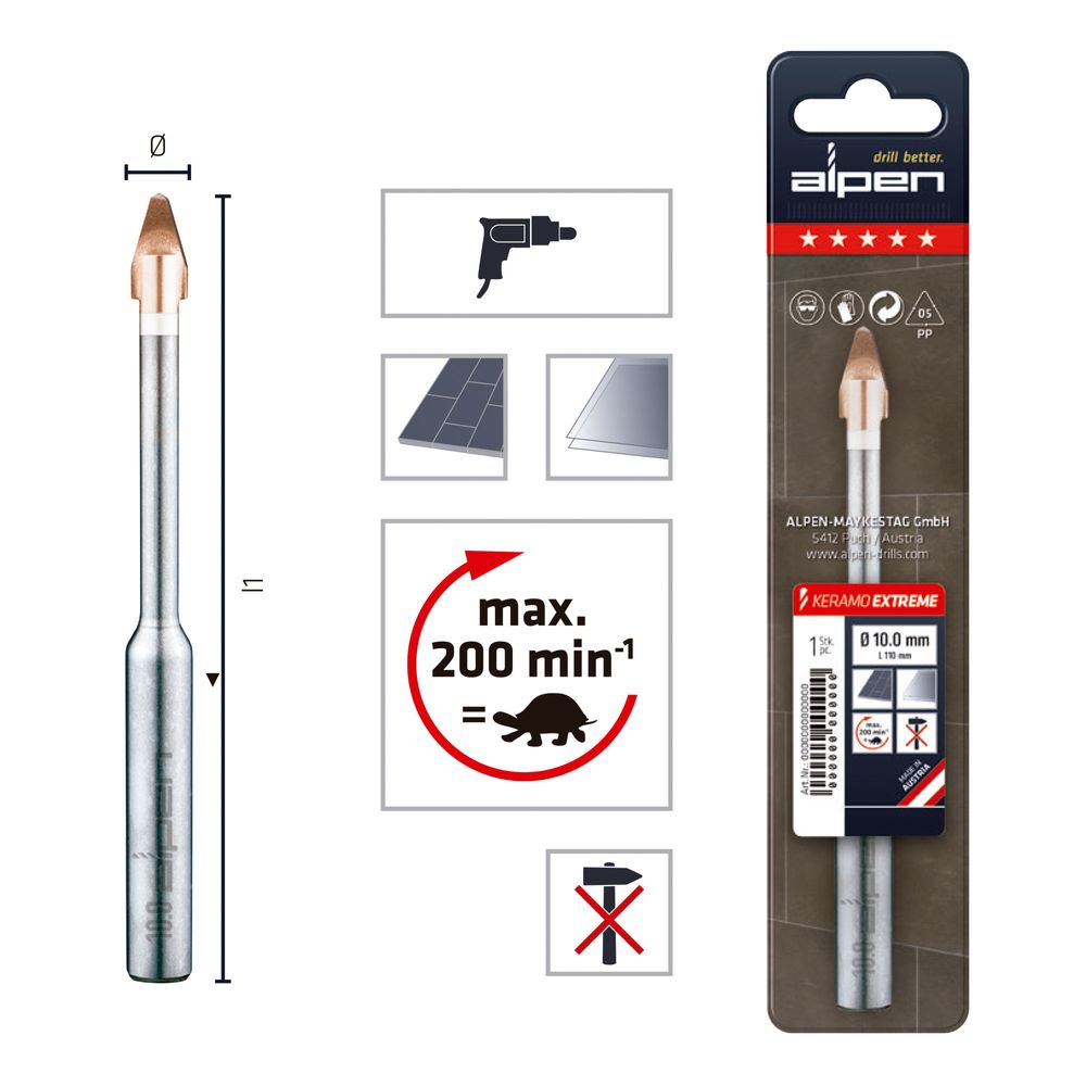 Punta Per Piastrelle Alpen Keramo Extreme - Ø 8 Mm, Lunghezza 120 Mm - Foto 9
